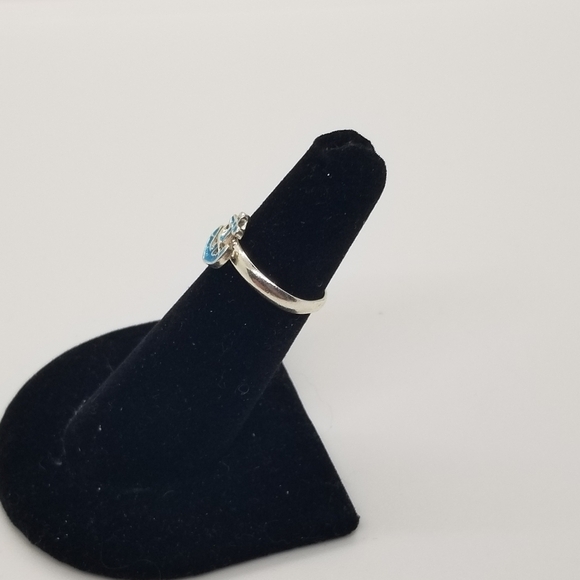 adjustable silver tone toe or pinky ring with blue anchor - Picture 2 of 4